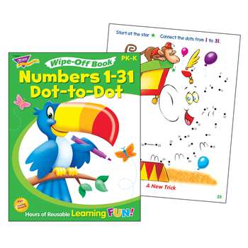 Numbers 1-31 Dot To Dot Wipe Off Book By Trend Enterprises