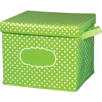 Lime Polka Dots Storage Bin with Lid, TCR20820