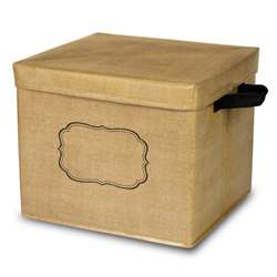 Burlap Storage Bin Box with Lid, TCR20834