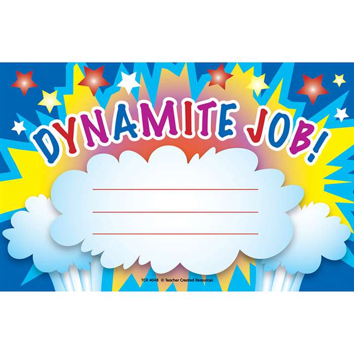 Dynamite Job Awards 25Pk 8-1/2 X 5-1/2 By Teacher Created Resources