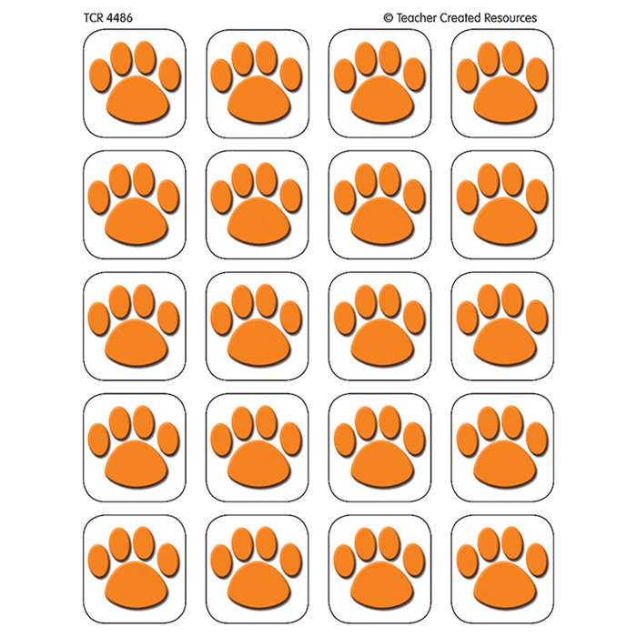 Orange Paw Print Stickers By Teacher Created Resources