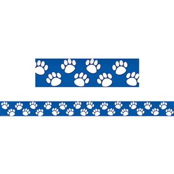 Blue With White Paw Prints Straight Border Trim By Teacher Created Resources