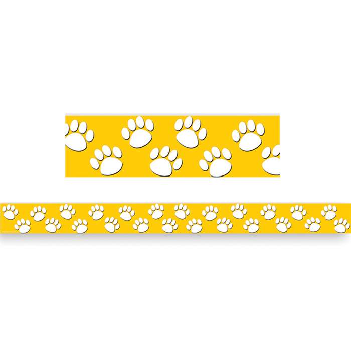 Gold With White Paw Prints Straight Border Trim By Teacher Created Resources