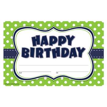 Lime Polka Dots Happy Birthday Awards, TCR4771