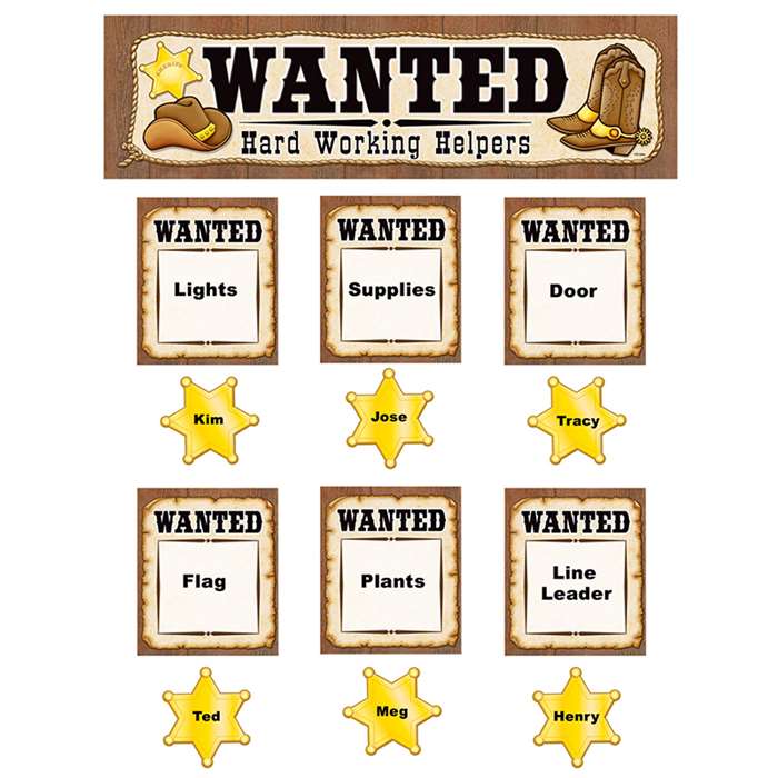 Wanted Western Helpers Mini Bulletin Board Set By Teacher Created Resources