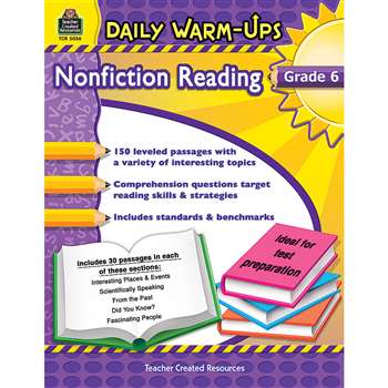 Daily Warm Ups Gr 6 Nonfiction Reading By Teacher Created Resources