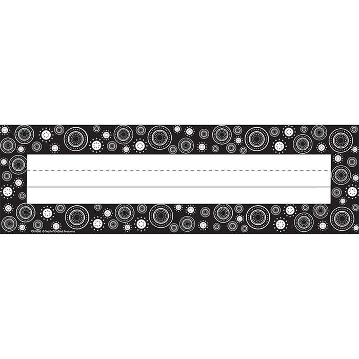 Black White Crazy Circles Flat Name Plates By Teacher Created Resources