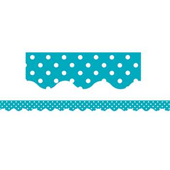 Teal Mini Polka Dots Scalloped Border Trim, TCR5494