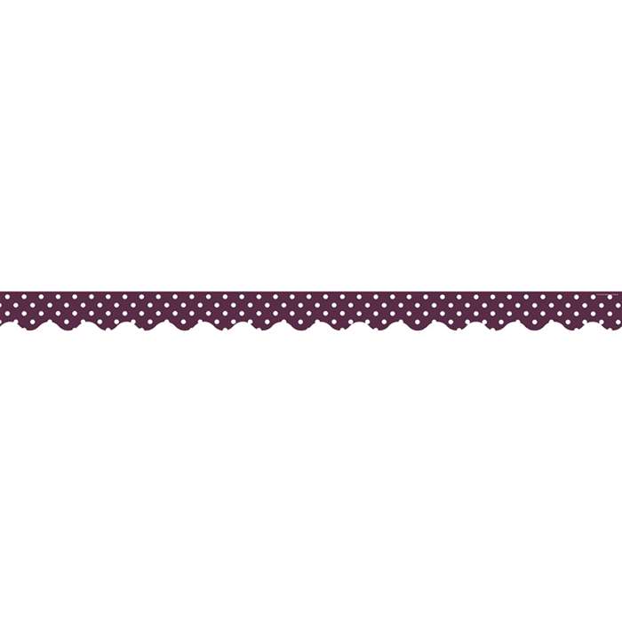 Eggplant Mini Polka Dots Scalloped Border Trim, TCR5496