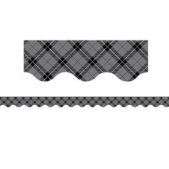 Gray Plaid Scalloped Border Trim, TCR5660