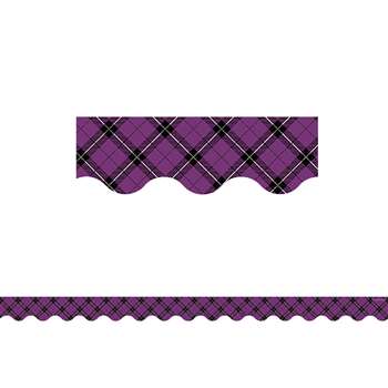 Purple Plaid Scalloped Border Trim, TCR5793