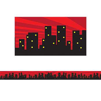 Superhero Cityscape Straight Border Trim, TCR5831