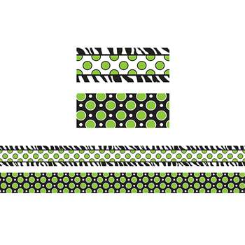 Zebra Green Dot Double Sided Borders, TCR73179