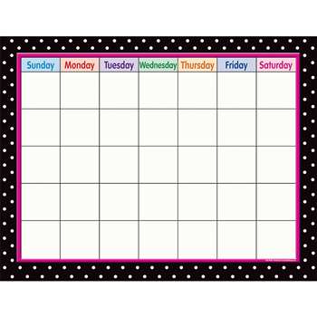 Black Polka Dots Calendar By Teacher Created Resources