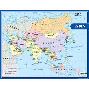 Asia Map Chart 17X22 By Teacher Created Resources