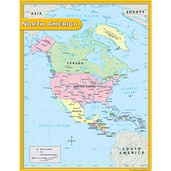 North America Map Chart 17X22 By Teacher Created Resources