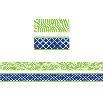 Wild Moroccan Navy & Lime Double Sided Border, TCR77095