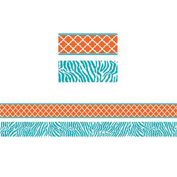 Wild Moroccan Orange & Teal Double Sided Border, TCR77097