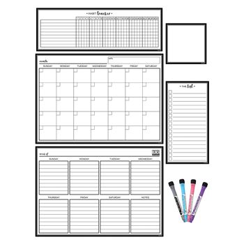 Blk/Wht Dry-Erase Mag Calendar Set, TCR77407