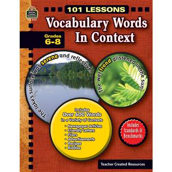 101 Lessons Vocabulary Words In Context Gr 6-8 By Teacher Created Resources