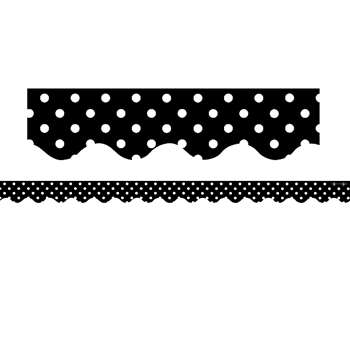 Black Polka Dots Scalloped Border, TCR8899