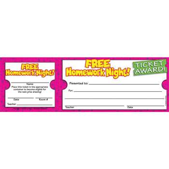 Free Homework Night Ticket Awards By Teachers Friend