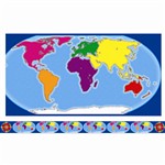 Borders W/ Corners World Map & Compass By Teachers Friend
