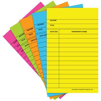 Library Cards Brite Assorted 500/Bx - Top369 By Top Notch Teacher Products