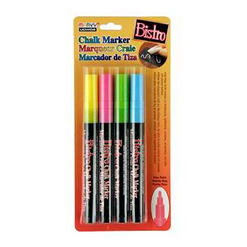 Bistro Chalk Markers Fine Tip 4 Clr Set Fluorescen, UCH4824A