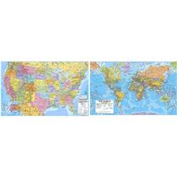 Us/World Advanced Politcal Laminated Rolled Map Set, 50" X 38" - Uni2982227 By Universal Map Group