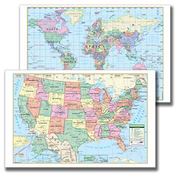 Laminated Us/World Notebook Maps 10Pk, UNIM1747732