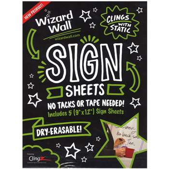 Wizard Wall Sign Sheets 9X12 5Pk, WZW5912SSW