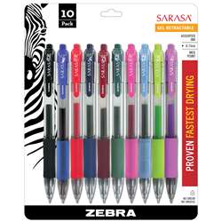 Sarasa 10Pk Asstd Gel Retractable Roller Ball Ink Pens With Case - Zeb46881 By Zebra Pen