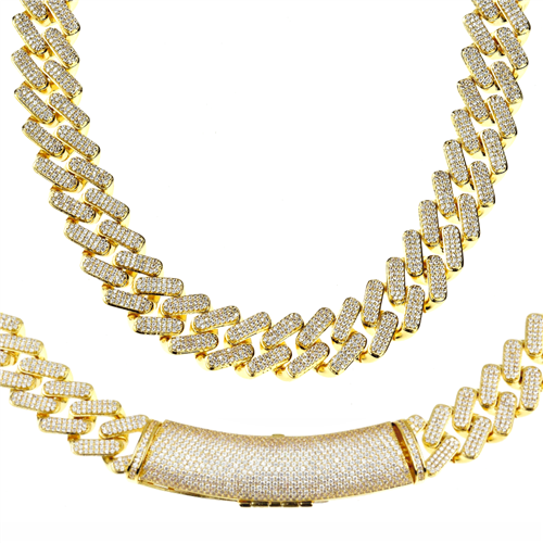 FULL STONE BRASS MIAMI CUBAN CHAIN / CH 205