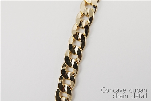 18" GOLD CONCAVE CUBAN CHAIN / CHCC 018 G