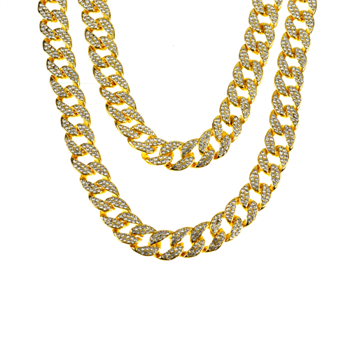 FULL STONE DOUBLE CUBAN CHAIN / CSN 016 DBL