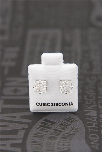 PUSH BACK STUD EARRING ( CLEAR SQUARE ) / EA 011 SQ