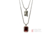Silver Plated Square Red Ruby & Jesus Face 22"&27" Combo Pendant Chain MHC 209 S