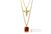 Hip Hop Gold Plated Baby Angel & Red Ruby 22"&27" Combo Pendant Chain MHC 213 G