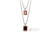 Silver Plated Double Square Red Ruby 22"&27" Combo Pendant Chain MHC 214 S