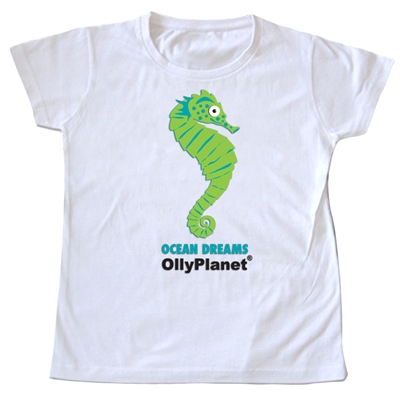 Happy green seahorse toddler tee