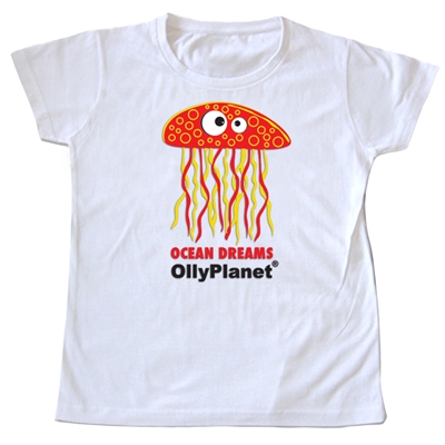 Adorable red jelly fish toddler tee available on OllyPlanet.com