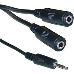 10A1-01206Y 6ft 3.5mm Stereo Y Cable 3.5mm Male to Dual 3.5mm Stereo Female