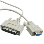 10D1-21310 10ft Null Modem Cable DB9 Female to DB25 Male UL rated 8 Conductor