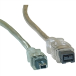 WholesaleCables.com 10E3-94006 6ft Firewire 400 9 Pin to 4 Pin cable Clear IEEE-1394a