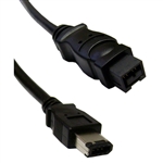 WholesaleCables.com 10E3-96003BK 3ft Firewire 400 9 Pin to 6 Pin Cable Black IEEE-1394a