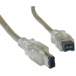 WholesaleCables.com 10E3-96006 6ft Firewire 400 9 Pin to 6 Pin Cable Clear IEEE-1394a