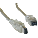 WholesaleCables.com 10E3-96015 15ft Firewire 400 9 Pin to 6 Pin Cable Clear IEEE-1394a