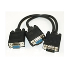 WholesaleCables.com 10H1-27708BK VGA Y Cable Low Resolution HD15 Male to 2 x HD15 Female Black 8inch