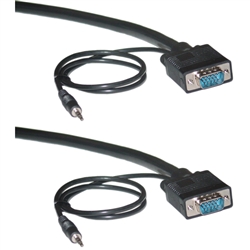 10H1-29103 3ft Shielded SVGA Cable with 3.5mm Audio Black HD15 Male Coaxial Construction Double Shielded